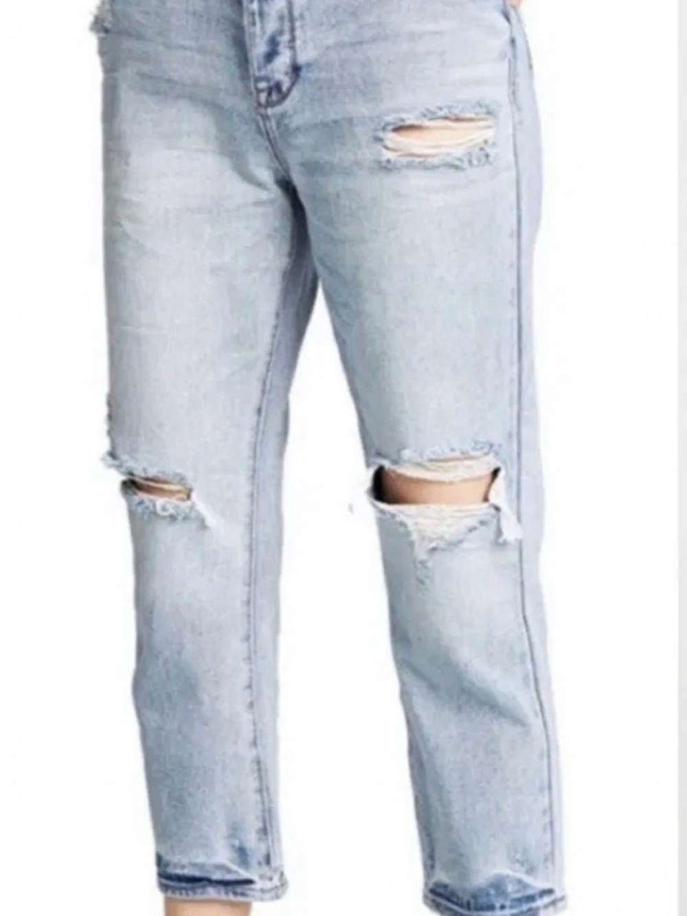 Light Wash  Distressed Straight Cropped Jeans Size 31